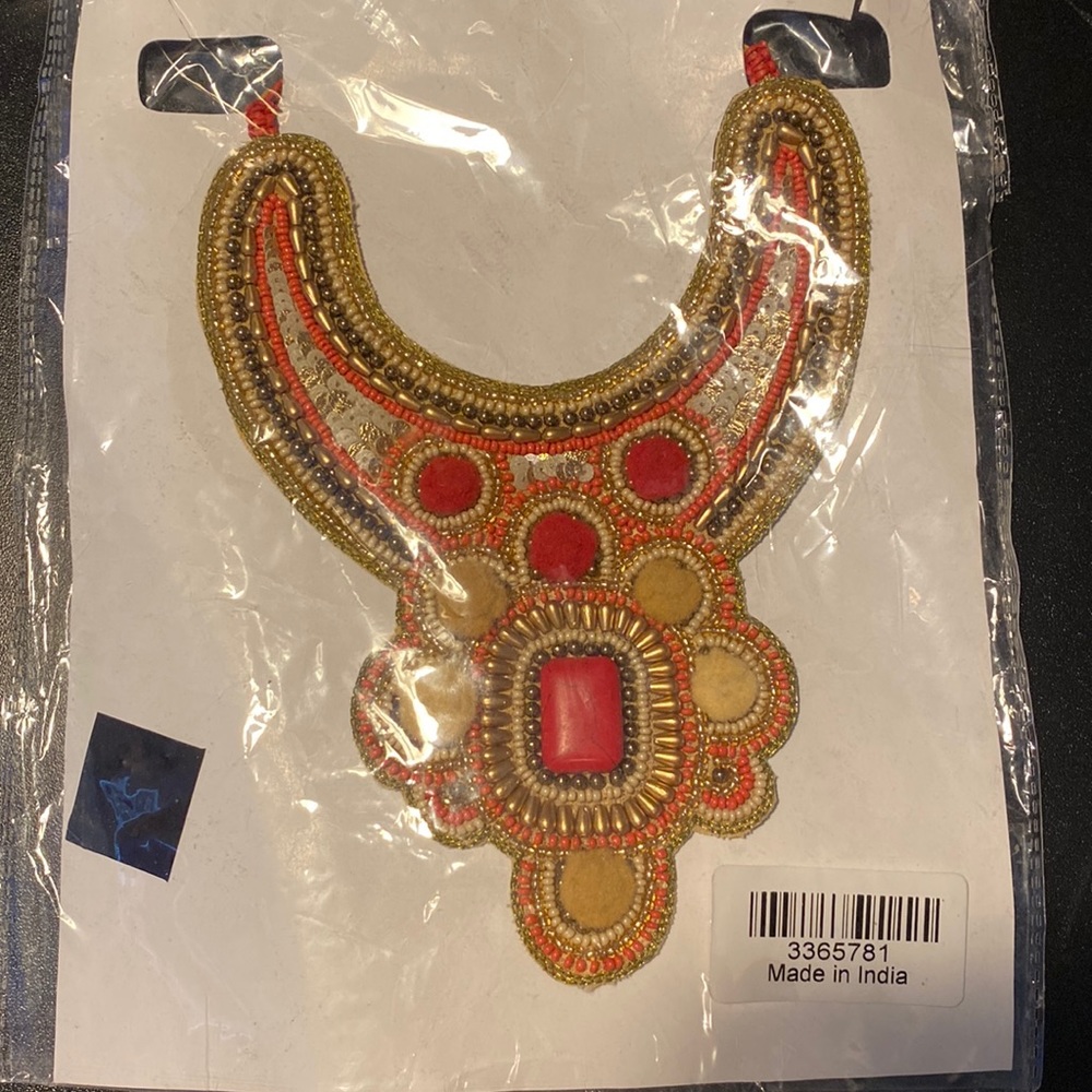 Fabric backed statement necklace